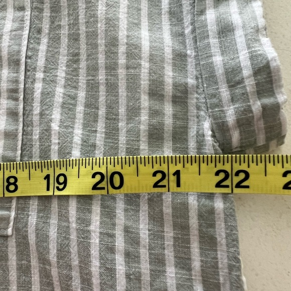 Lola River Sage Green Stripe Cotton Button Down Top Anthropologie Vibes L - Picture 5 of 6